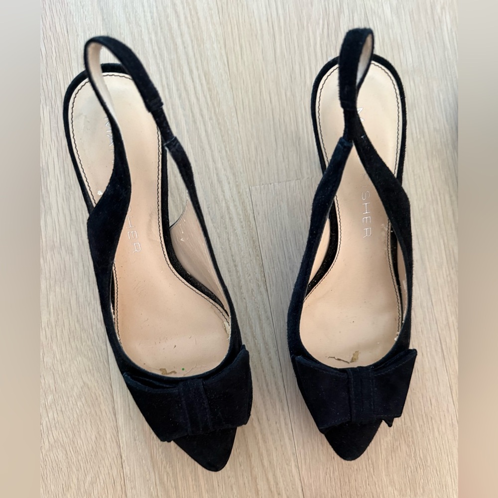 Marc Fisher Black Suede Slingback Heels - size 8
